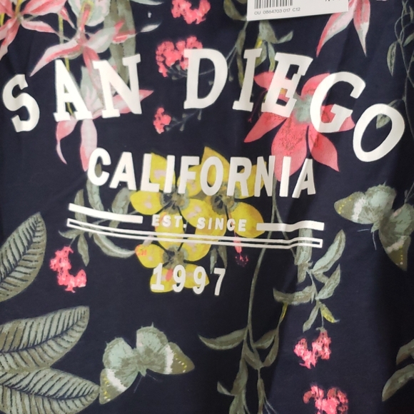 H&M girls Floral ss navy blue San Diego t-shirt - Picture 4 of 5